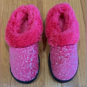 Dearfoams Womens Pink Sequin Slippers